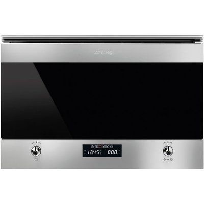 Smeg Classic MP322X1 Built In Microwave with Grill - Silver Glass