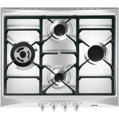 Smeg SR264XGH2 Cucina 60cm Stainless Steel 4 Burner Gas Hob with New Style Controls