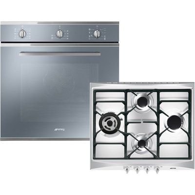 Smeg Cucina AOSF64M3G Built In Electric Single Oven and Gas Hob Pack