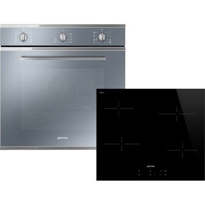 Smeg Cucina AOSF64M3C Built In Electric Single Oven and Ceramic Hob Pack - Stainless Steel / Black