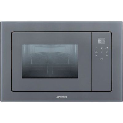 Smeg Linea FMI120S2 Built In Microwave With Grill - Silver Glass