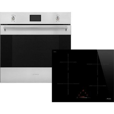 Smeg Classic AOSF6390I2 Built In Electric Single Oven and Induction Hob Pack - Stainless Steel / Black