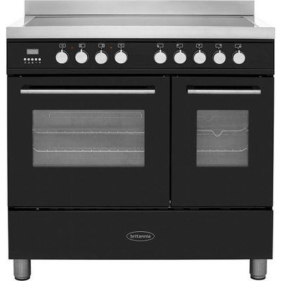 Britannia Q Line 90 Electric Induction Range Cooker - Gloss Black & Stainless Steel
