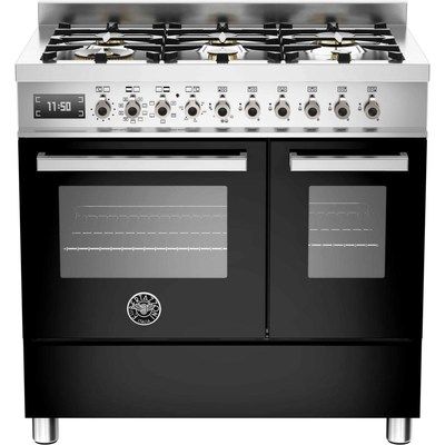 Bertazzoni PRO90-6-MFE-D-NET Professional Series 90cm Black Dual Fuel Double Oven Range Cooker