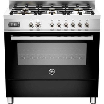 Bertazzoni PRO90-6-MFE-S-NET Professional Series Black 90cm Dual Fuel Single Oven Range Cooker