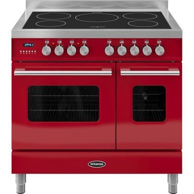 Britannia RC9TIDERED Electric Induction Range Cooker - Gloss Red & Stainless Steel