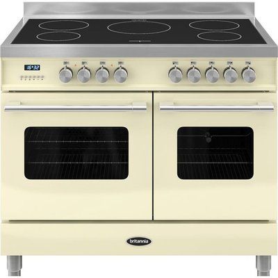 Britannia Delphi 100 Twin Electric Induction Range Cooker - Gloss Cream & Stainless Steel