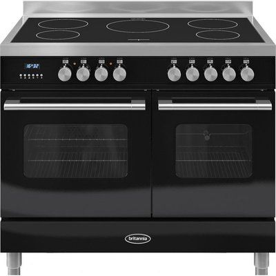 Britannia Delphi 100 Twin Electric Induction Range Cooker - Gloss Black & Stainless Steel