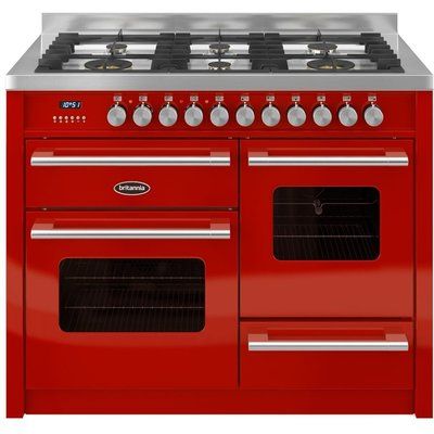 Britannia Delphi 110 RC11XGGDERED Dual Fuel Range Cooker - Gloss Red & Stainless Steel