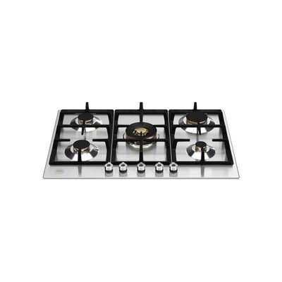 Bertazzoni Professional 75cm Five Burner Gas Hob with Wok Burner & Cast Iron Pan Stands - Stainless Steel