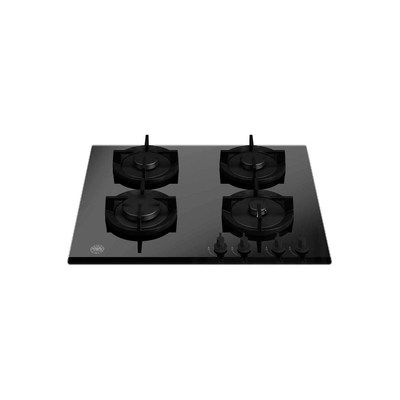 Bertazzoni Modern 60cm Four Burner Gas-On-Glass Hob with Cast Iron Pan Stands - Black