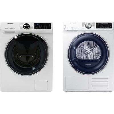 Samsung DV80N62532W Smart 8 kg Heat Pump Tumble Dryer & WW80M645OPW Smart 8 kg 1400 Spin Washing Machine Bundle