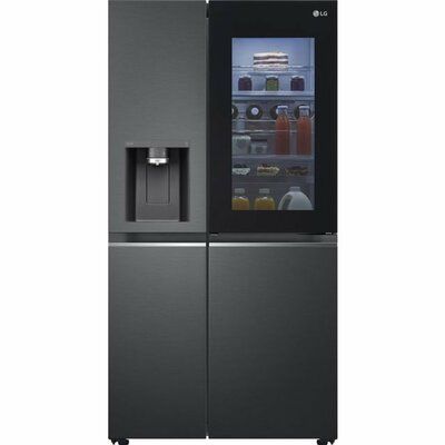 LG InstaView ThinQ CraftIce GSXV90MCDE Wifi Connected Plumbed Frost Free American Fridge Freezer - Black