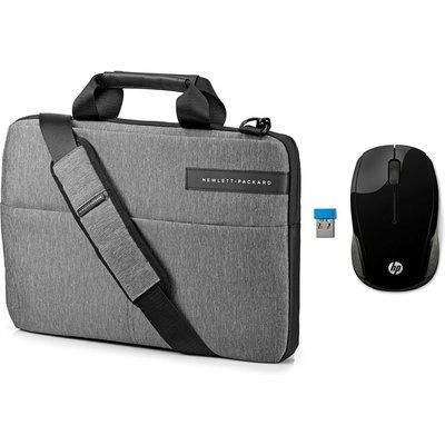 HP Signature Slim Topload 14" Laptop Messenger Bag & Wireless Mouse 200 Bundle - Grey 