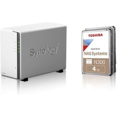 Synology 2 Bay DS220j 8TB (2 x 4TB Toshiba N300) Desktop NAS Unit