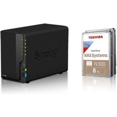 Synology 2 Bay DS220+ 16TB (2 x 8TB Toshiba N300) Desktop NAS Unit
