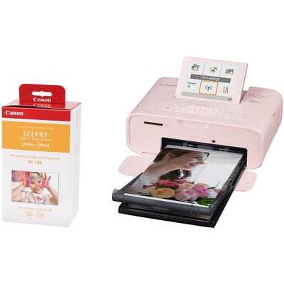 Canon SELPHY CP1300 Wireless Photo Printer including RP-108 Ink Paper Set for 108 Photos - Pink