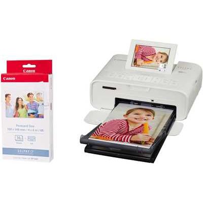 Canon SELPHY CP1300 Photo Wireless Printer including KP-36IP Ink Paper Set for 36 Photos - White