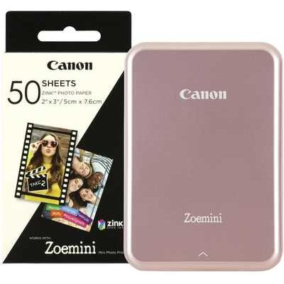 Canon Zoemini Slim Body Pocket-Sized Wireless Photo Printer including 60 Prints - Rose Gold