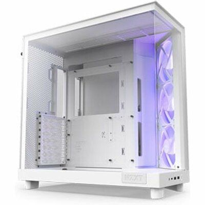 NZXT H6 Flow RGB White Compact Dual-Chamber Tempered Glass PC Case