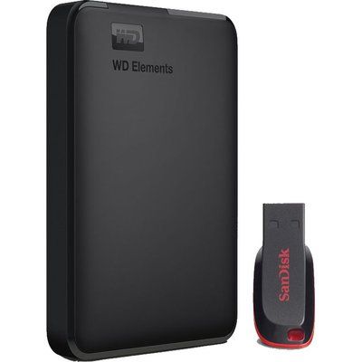 WD Elements Portable Hard Drive - 1 TB & SanDisk Cruzer Blade 16 GB USB