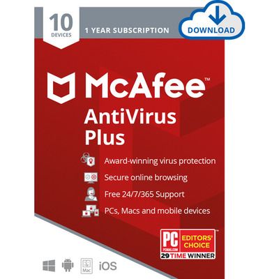 McAfee AntiVirus Plus Digital Download for 10 Devices - Annual Subscription