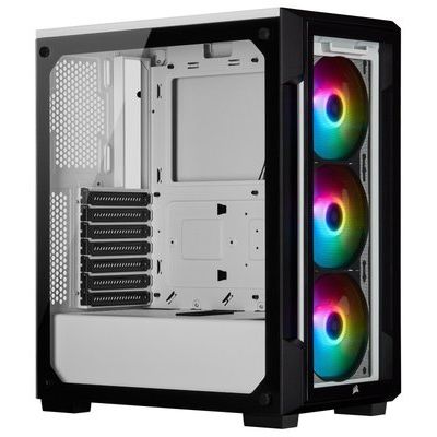 CORSAIR iCUE 220T RGB Tempered Glass Mid-Tower Smart Case, White