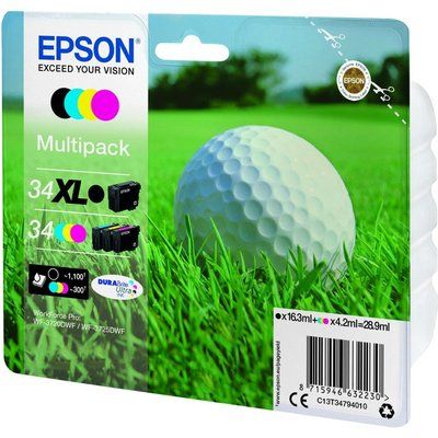 Epson 34 Golf Ball Cyan & Yellow Ink Cartridges - Multipack, Cyan