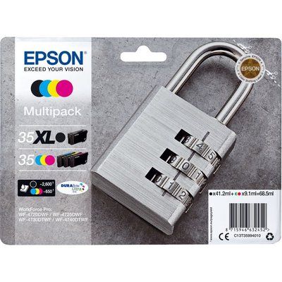 Epson Padlock 35 Cyan & Black Ink Cartridges - Multipack, Cyan