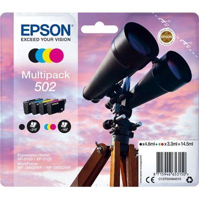 Epson Binoculars 502 Cyan & Black Ink Cartridges - Multipack, Cyan