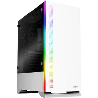 Zalman S5 Mid Tower Gaming Case with Tempered Glass Window White