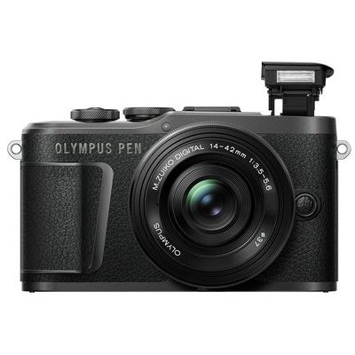 Olympus PEN E-PL10 Compact System Camera with 14-42 EZ Pancake Lens - Black
