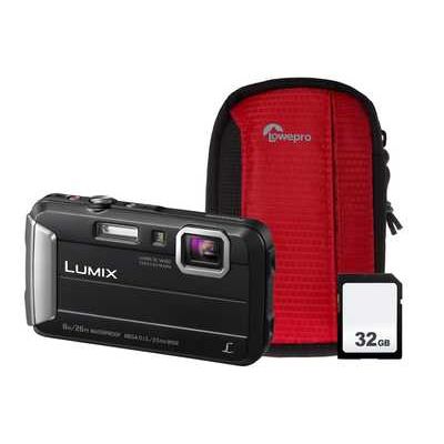 Panasonic Lumix DMC-FT30 Tough Camera Kit inc 32GB SD Card & Case - Black