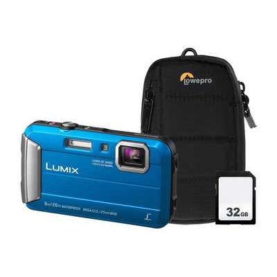 Panasonic Lumix DMC-FT30 Tough Camera Kit inc 32GB SD Card & Case - Blue