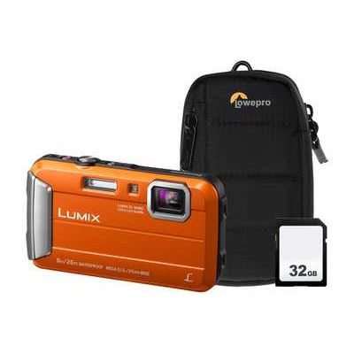 Panasonic Lumix DMC-FT30 Tough Camera Kit inc 32GB SD Card & Case - Orange