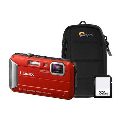 Panasonic Lumix DMC-FT30 Tough Camera Kit inc 32GB SD Card & Case - Red
