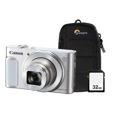 Canon PowerShot SX620 HS Superzoom Compact Camera with 32 GB SDHC Class 10 Card & Case - White
