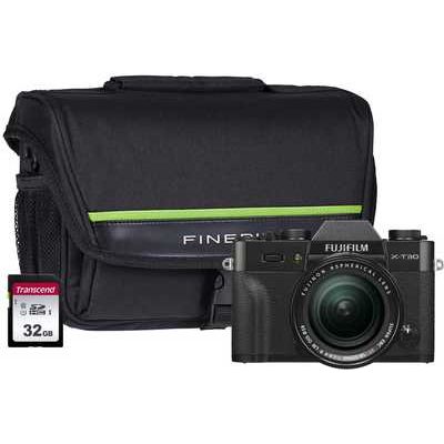 Fujifilm X-T30 Camera Kit including XF 18-55mm Lens, 32GB SD Card & FinePix System Bag - Black