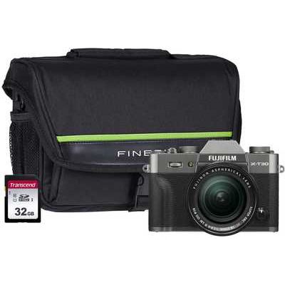 Fujifilm X-T30 Camera Kit including XF 18-55mm Lens 32GB SD & FinePix System Bag - Grey