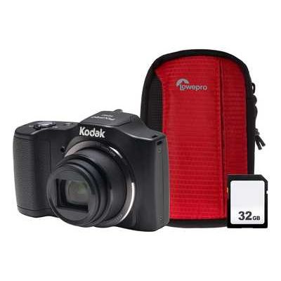Kodak PIXPRO Friendly Zoom FZ152 Compact Camera Kit with 32 GB SD Card and Case - Black 