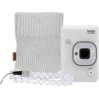 Fujifilm Instax Mini LiPlay Stone White Camera Kit inc FREE Pouch & Neck Strap