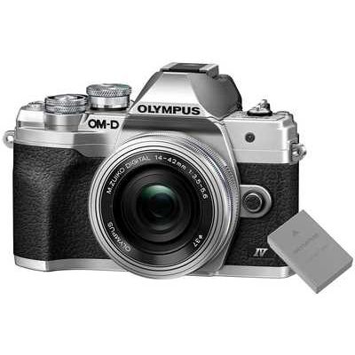 Olympus OM-D E-M10 MK IV Mirrorless Camera with 14-42mm EZ Lens and FREE SPARE BLS-50 BATTERY - Silver