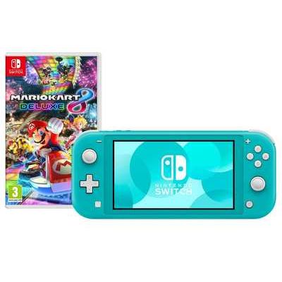 Nintendo Switch Lite Console + Mario Kart 8 Deluxe Game Bundle - Turquoise