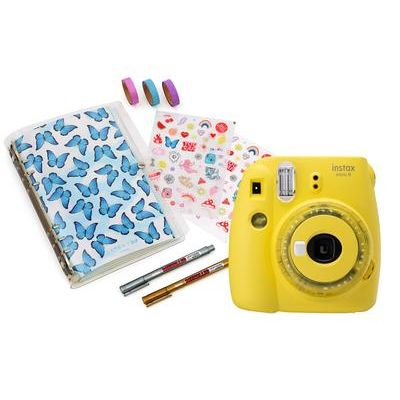 Fujifilm Instax Mini 9 Clear Yellow Instant Camera inc 10 Shots & Instax X Skinny Dip Scrapbook Kit