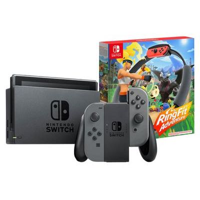 Nintendo Switch 1.1 Gaming Console Kit incl. Joy Con Controllers & Ring Fit Adventure – Grey