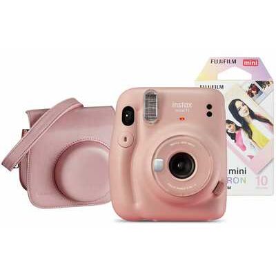 Fujifilm Instax Mini 11 Instant Camera with 10 Shot Macaron Film & Case - Blush Pink