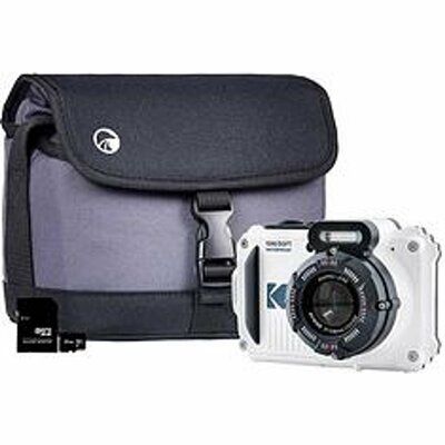 Kodak Pixpro WPZ2 4X Zoom Tough Camera Inc Shoulder Bag With Compartment & 32Gb Microsd Card - White