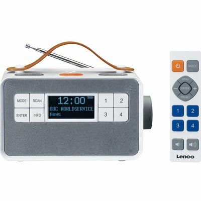 Lenco Senior PDR-065 Portable DAB Smart Bluetooth Clock Radio - White /Grey