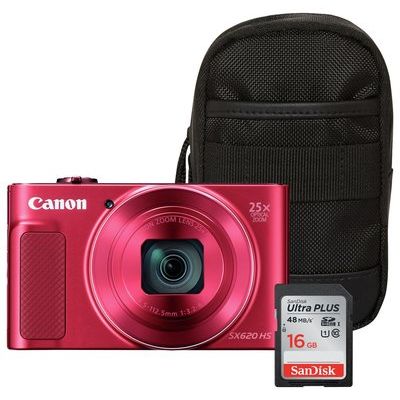 Canon PowerShot SX620 HS 20MP 25x Zoom Camera Bundle - Red