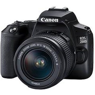 Canon EOS 250D Black SLR Camera Kit Inc Ef-S 18-55mm F/3.5-5.6 DC III Lens, SB130 Shoulder Bag & 16GB SD Card